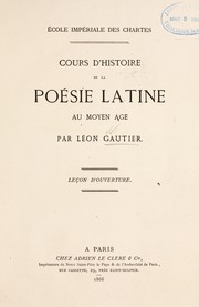 Cover of: Cours d'histoire de la poésie latine au moyen age