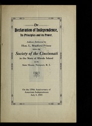 Cover of: The Declaration of independence, its principles and its power.