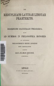 Cover of: De reduplicato latinae linguae praeterito