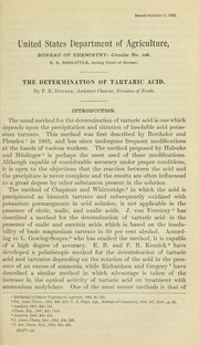 The determination of tartaric acid by P. B. Dunbar