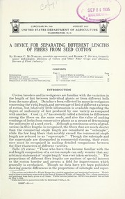 Cover of: A device for separating different lengths of fibers from seed cotton