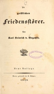 Cover of: Die geistlichen friedensstörer