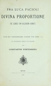Cover of: Divina proportione: die Lehre vom goldenen schnitt