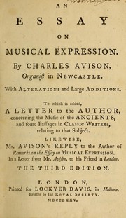Cover of: An essay on musical expression by Charles Avison