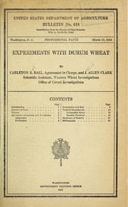 Cover of: Experiments with durum wheat