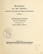 Cover of: Germania an ihre Kinder: Heinrich von Kleists eigenhändige Niederschrift