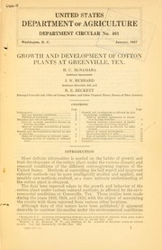 Cover of: Growth and development of cotton plants at Greenville, Tex