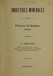Cover of: Industries minerales de la province de Quebec, Canada
