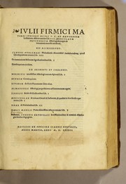 Cover of: Iulii Firmici Materni iunioris siculi u.c. Ad Mauortium Lollianum astronomic[omega]n Lib. VIII