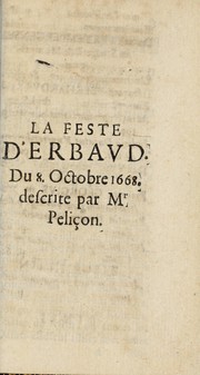 Cover of: La feste d'Erbavd du 8. octobre 1668