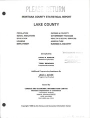Cover of: Lake County: Montana county statistical report