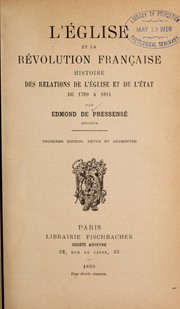 Cover of: L'église et la révolution française: histoire des relations de l'église et de l'état de 1789 à 1814