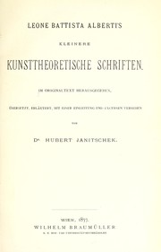 Cover of: Leone Battista Alberti's kleinere kunsttheoretische Schriften.