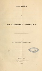 Cover of: Letters to Rev. Nathaniel W. Taylor