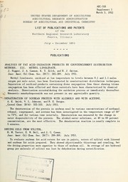 Cover of: List of publications and patents with abstracts, Northern Regional Research Laboratory, Peoria, Illinois July - December 1951
