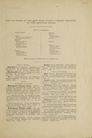 Cover of: List of works in the New York Public Library relating to the Oriental drama
