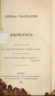 Cover of: A literal translation of Longinus