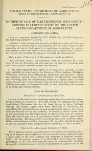Cover of: Method of sale of war emergency seed corn to farmers in certain states by the United States Department of Agriculture