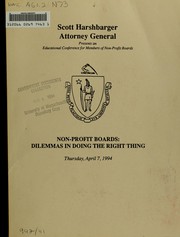 Cover of: Non-profit boards by Massachusetts. Attorney General's Office