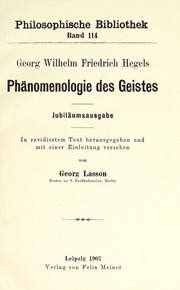 Cover of: Phänomenologie des Geistes by Georg Wilhelm Friedrich Hegel