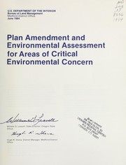 Cover of: Plan amendment and environmental assessment for areas of critical environmental concern