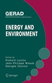 Cover of: Energy and Environment (Gerad 25th Anniversary)
