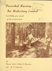 Cover of: Prescribed burning for understory control: in loblolly pine stands of the coastal plain