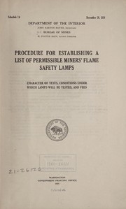 Cover of: Procedure for establishing a list of permissible miners' flame safety lamps