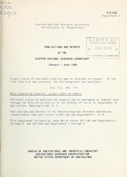 Cover of: Publications and patents of the Eastern Regional Research Laboratory, January - June 1953