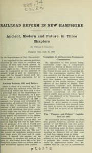 Cover of: Railroad reform in New Hampshire, ancient, modern and furture by William E. Chandler