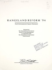 Cover of: Rangeland reform '94: draft environmental impact statement