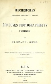 Cover of: Recherches théoriques et pratiques sur la formation des épreuves photographiques positives