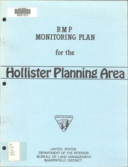 Cover of: RMP monitoring plan for the Hollister Planning Area