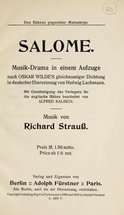 Cover of: Salome by Richard Strauss