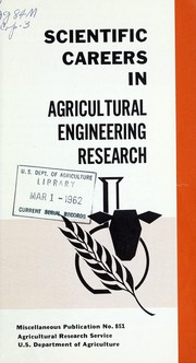 Cover of: Scientific careers in agricultural engineering research. by 