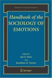 Cover of: Handbook of the Sociology of Emotions (Handbooks of Sociology and Social Research)