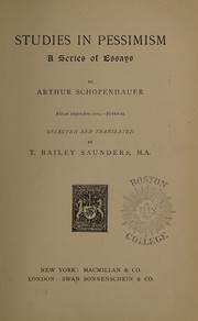 Cover of: Studies in pessimism: a series of essays