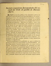 Sucinta exposicion documentada del enviado de Chile al pueblo de Buenos-Ayres by Miguel José de Zañartu