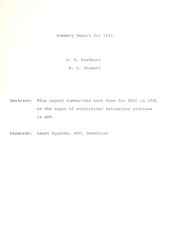 Summary report for 1981 by Alan R. Washburn