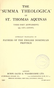 Cover of: The "Summa theologica" of St. Thomas Aquinas