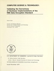 Cover of: Validating the correctness of hardware implementations of the NBS data encryption standard