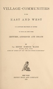 Cover of: Village-communities in the East and West