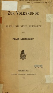 Cover of: Zur Volkskunde: alte und neue Aufsätze