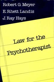 Cover of: Law for the psychotherapist