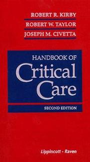 Cover of: Handbook of critical care