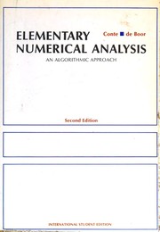 Cover of: Elementary numerical analysis: an algorithmic approach