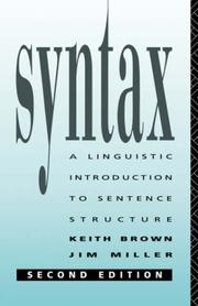 Cover of: Syntax: A Linguistic Introduction to Sentence Structure