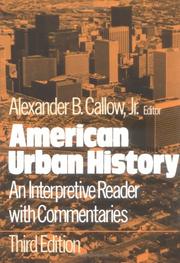 Cover of: American Urban History by Alexander B. Callow