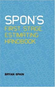 Cover of: Spon's First Stage Estimating Handbook