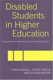 Disabled students in higher education : perspectives on widening access and changing policy